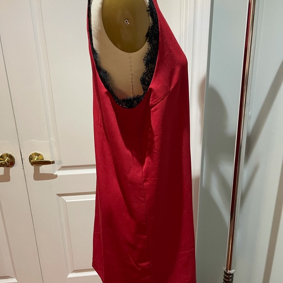 Forever 21 Red Lace Trim Sleeveless Slip Dress L - Picture 8 of 8